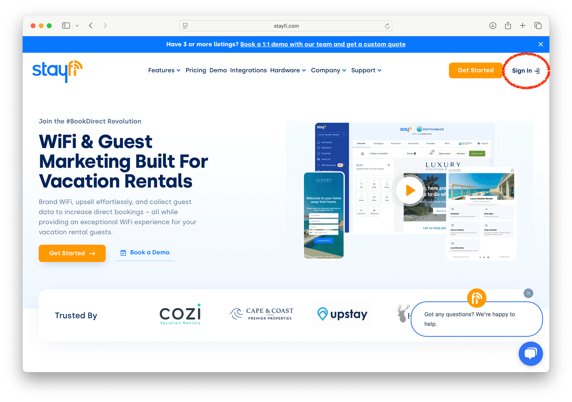 Log in to StayFi
